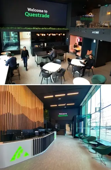 Corporate lobby digital signage and Datapath video wall control for commercial real estate.